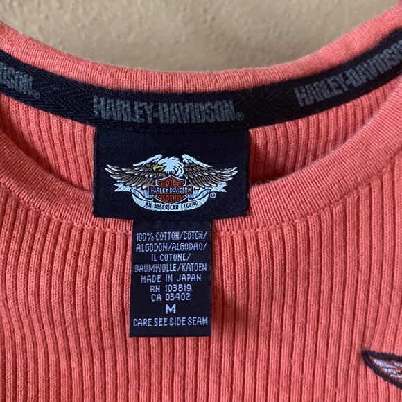 Vintage Harley-Davidson Orange Thermal Top - Picture 3 of 5